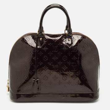 Pre Owned Louis Vuitton Amarante Monogram Vernis Alma GM Bag