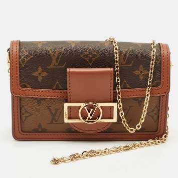 Pre Owned Louis Vuitton Monogram Reverse Canvas Dauphine Wallet on Chain