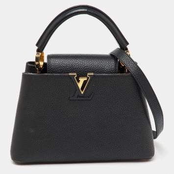 Pre Owned Louis Vuitton Black Leather Capucines BB Bag