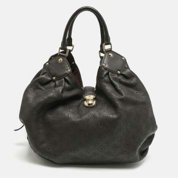Pre Owned Louis Vuitton Ebene Monogram Mahina Leather XL Bag