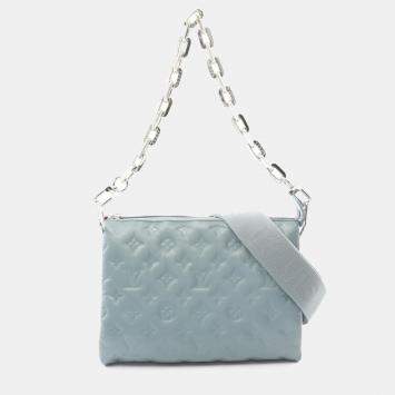 Pre Owned Louis Vuitton Blue Leather Coussin PM Shoulder Bag