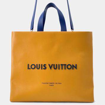 Pre Owned Louis Vuitton Saffron Leather MM Shopper Tote Bag