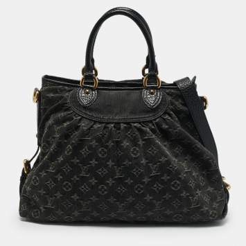 Pre Owned Louis Vuitton Black Monogram Denim Neo Cabby MM Bag
