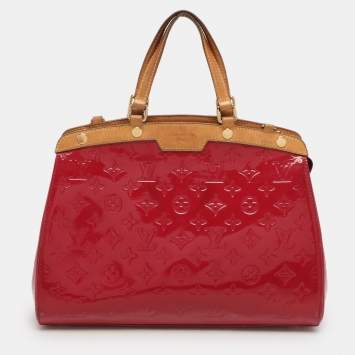 Pre Owned Louis Vuitton Rose Pop Monogram Vernis Brea MM Bag