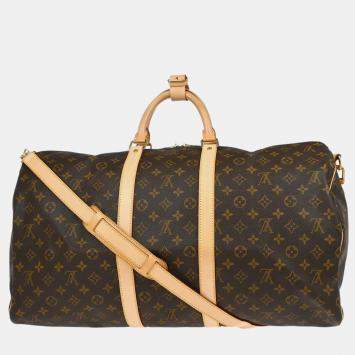 Louis Vuitton Brown Monogram Keepall Bandouliere 55 Duffle Bag