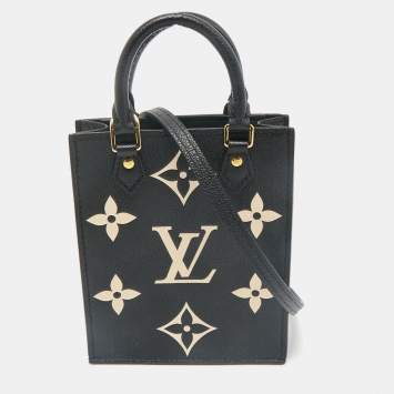 Pre Owned Louis Vuitton Black/Beige Monogram Empreinte Leather Petit Sac Plat Bag