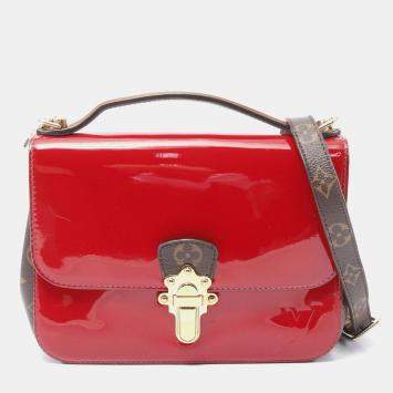 Pre Owned Louis Vuitton Patent Calfskin Monogram Cherrywood BB Scarlet Crossbody Bag