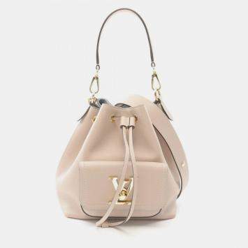 Pre Owned Louis Vuitton Beige Monogram Leather Lockme Bucket Bag