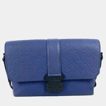 Pre Owned Louis Vuitton Blue Taurillon Leather Monogram S-Cape Messenger Bag