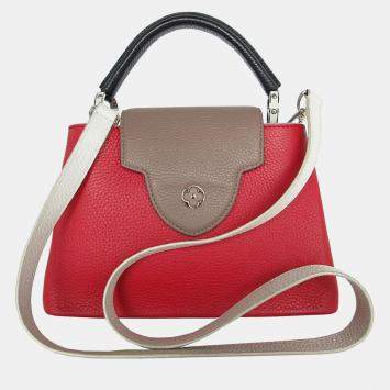Pre Owned Louis Vuitton Tricolor Leather Capucines PM Shoulder Bag 