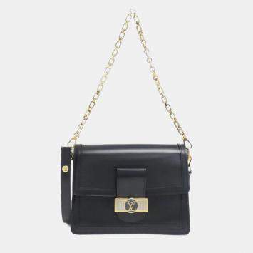Pre Owned Louis Vuitton Black Leather Dauphine MM Shoulder Bag
