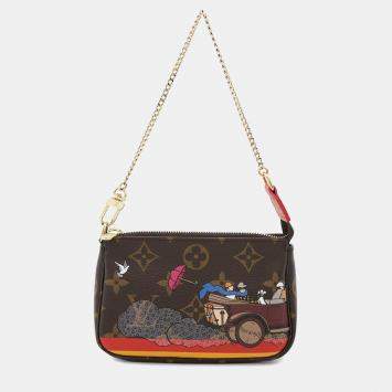 Pre Owned Louis Vuitton Mini Pochette Accessoires Brown Monogram
