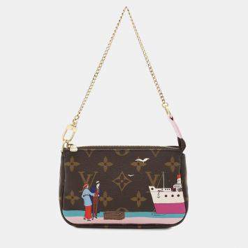 Pre Owned Louis Vuitton Brown/Multicolor Monogram Canvas Mini Pochette Accessoires Atlantic Cruises Shoulder Bag