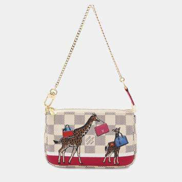 Pre Owned Louis Vuitton Beige Damier Azur Canvas Mini Pochette Accessoires Shoulder Bag