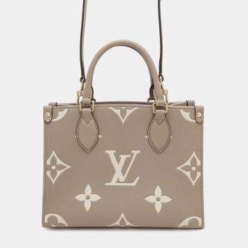 Pre Owned Louis Vuitton Tourterelle Monogram Empreinte Leather PM OnTheGo Tote Bag