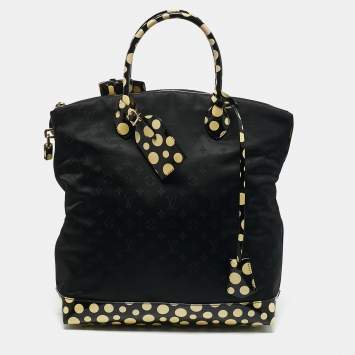 Louis Vuitton x Yayoi Kusama Black Monogram Nylon Vertical Lock It MM Bag