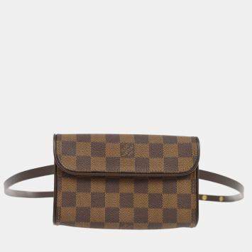 Pre Owned Louis Vuitton Damier Ebene Canvas Pochette Florentine Belt Bum Bag 