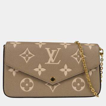 Pre Owned Louis Vuitton Gray Monogram Empreinte Pochette Felicie Shoulder Bag