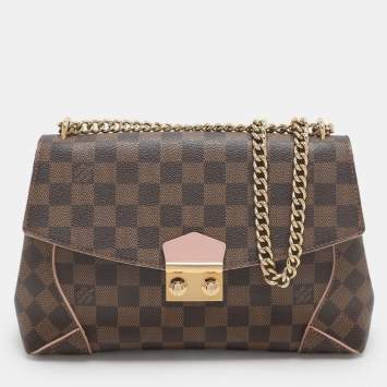 Pre Owned Louis Vuitton Rose Ballerine Damier Ebene Canvas Caissa Flap Bag