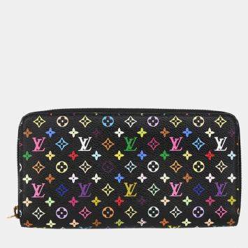 Pre Owned Louis Vuitton Black Multicolor Monogram Canvas Zippy Wallet