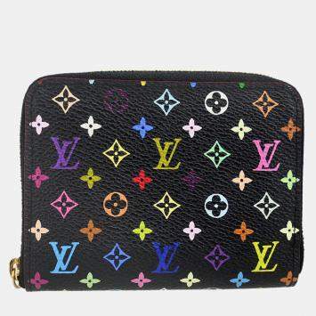 Pre Owned Louis Vuitton Black Multicolor Monogram Canvas Zippy Coin Purse Wallet