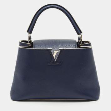 Louis Vuitton Navy Blue Leather Capucines PM Bag
