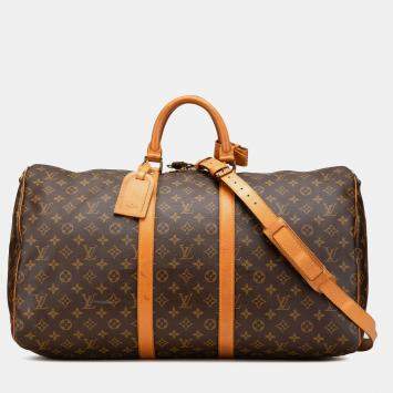 Louis Vuitton Brown Monogram Keepall Bandouliere 55