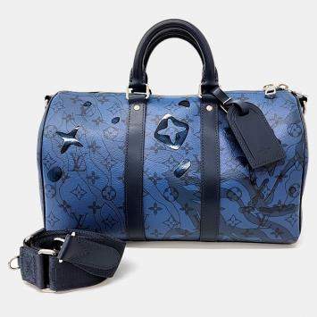 Louis Vuitton Black Blue PVC Bandouliere Keepall 35 bag
