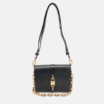 Pre Owned Louis Vuitton Black Leather Rendez-vous Bag