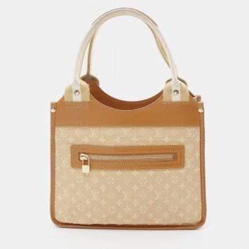 Pre Owned Louis Vuitton Beige Canvas Mini Monogram Sac Catherine Handbag