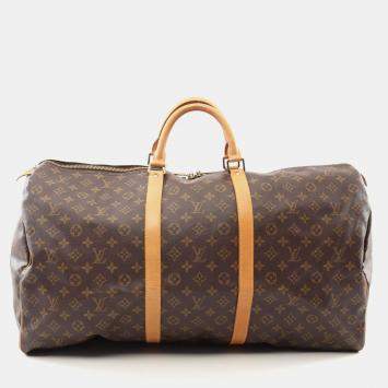 Pre Owned Louis Vuitton Keepall 60 Brown Monogram Canvas Boston Bag