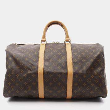 Louis Vuitton Keepall 50 Travel Hand Bag  Monogram Leather Brown