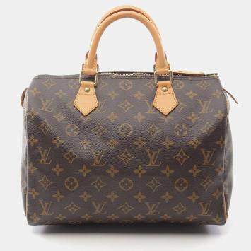 Louis Vuitton Speedy 30 Hand Bag Monogram Leather Brown