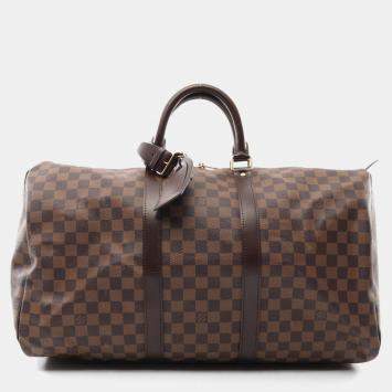 Louis Vuitton Keepall 50 Travel Hand Bag  Damier Leather Ebene