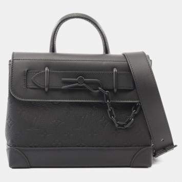 Pre Owned Louis Vuitton Steamer PM Black Monogram Taurillon Leather Shoulder Bag