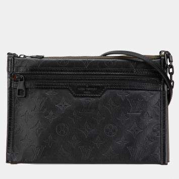 Louis Vuitton Black Monogram Shadow Double Flat Messenger