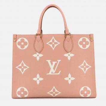 Louis Vuitton Bicolor Monogram Empreinte Onthego Mm Tote Bag Rose Trianon Creme