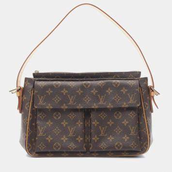 Pre Owned Louis Vuitton Vivacite GM Brown Monogram Canvas Shoulder Bag