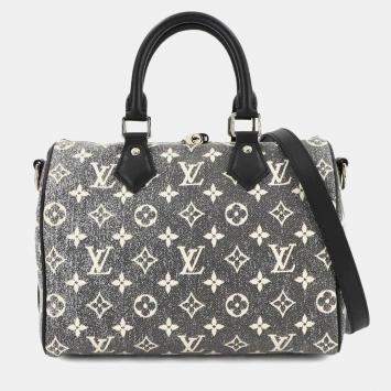 Louis Vuitton Monogram Jacquard Denim Speedy Bandouliere 25 2Way Hand Shoulder Bag Gray