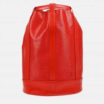 Pre Owned Louis Vuitton Red Epi Randonnee PM Bucket Shoulder Bag