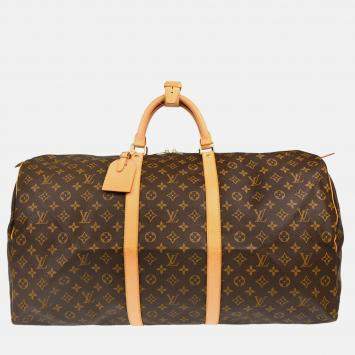 Pre Owned Louis Vuitton Keepall 60 Brown Monogram Canvas Travel Bag