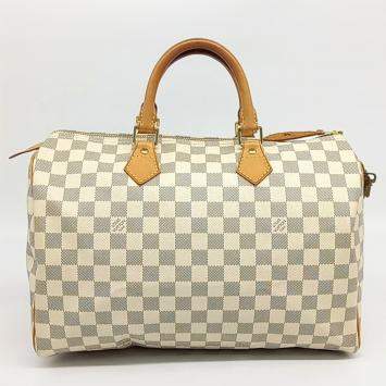 Louis Vuitton Grey White PVC Azur Speedy 35 bag