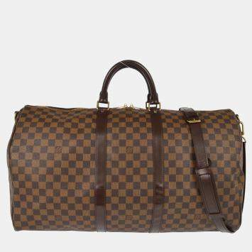 Louis Vuitton Keepall Bandouliere 55 Damier Ebene Canvas Duffle Bag