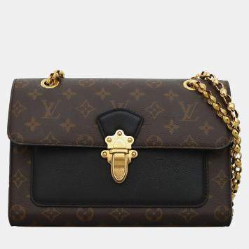Louis Vuitton Victoire Black Brown Monogram Chain Bag