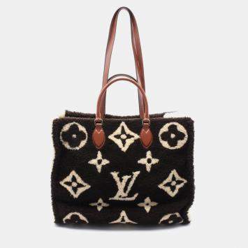 Louis Vuitton On The Go Gm Tote Bag Leather Shearling Monogram Teddy Brown Beige