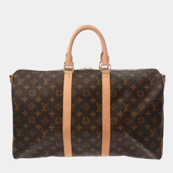 Louis Vuitton Monogram Keepall Bandouliere 45 2Way Brown Canvas Boston Bag