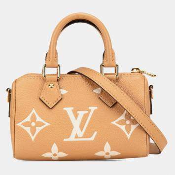 Louis Vuitton Monogram Empreinte Nano Speedy Mini Handbag Shoulder Bag Arizona Beige Leather