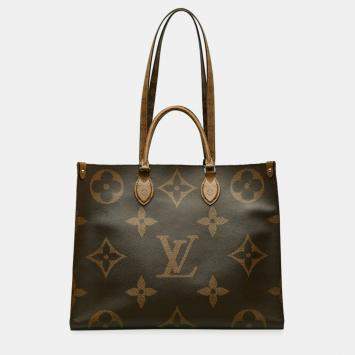 Louis Vuitton Monogram Giant Reverse On The Go Gm Handbag Shoulder Bag Brown Pvc Leather