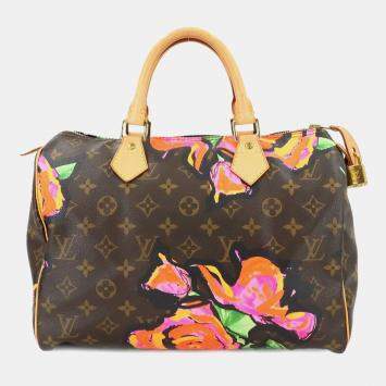 Louis Vuitton Monogram Rose Speedy 30 Handbag Brown Pink