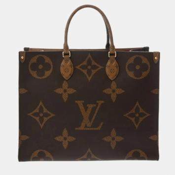 Louis Vuitton Monogram Giant Reverse On The Go Gm Brown Canvas Handbag